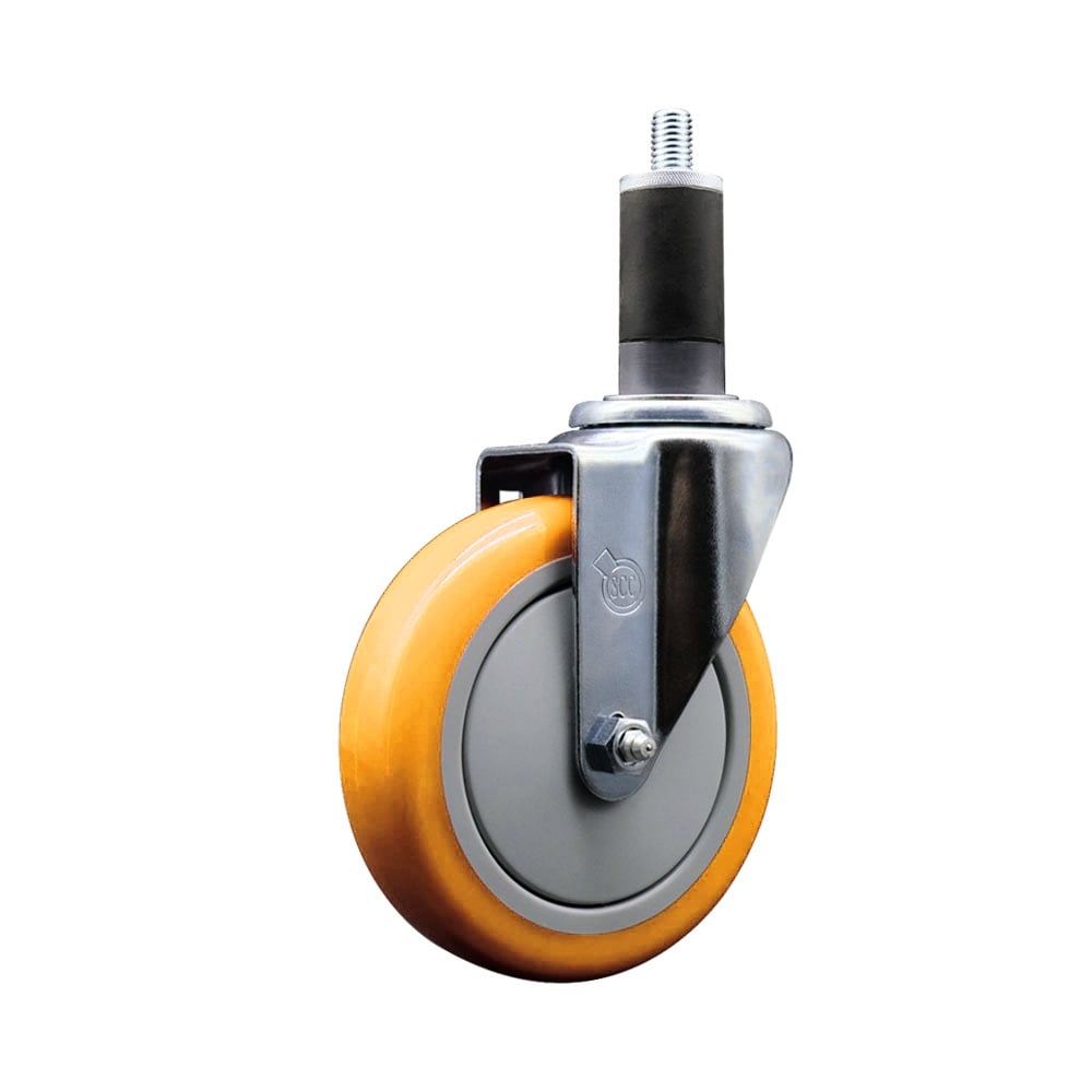 SCC-EX20S514-PPUB-YEL-114 Polyurethane Expanding Stem Swivel Caster with 5 in. Yellow Wheel & 1.25 in. Stem