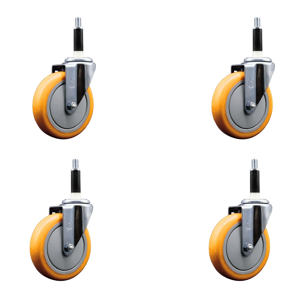 SCC-EX20S514-PPUB-YEL-78-4 Polyurethane Swivel Expanding Stem Caster with 5 in. Yellow Wheels & 0.87 in. Stems - Set of 4