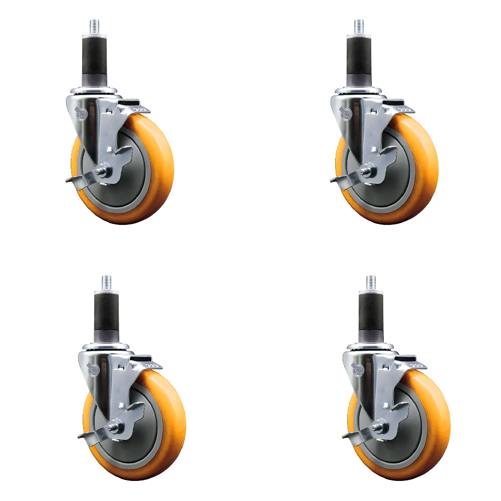 SCC-EX20S514-PPUB-YEL-TLB-114-4 Polyurethane Swivel Expanding Stem Caster with 5 in. Yellow Wheels & 1.25 in. Stems - Set of 4