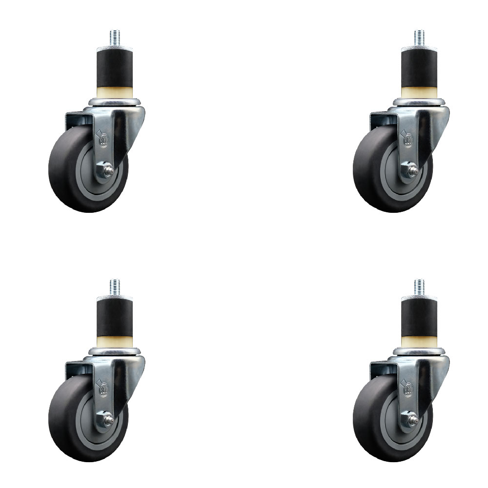 SCC-EX20S3514-TPRB-178-4 Thermoplastic Rubber Swivel Expanding Stem Caster with 3.5 in. Gray Wheels & 1.87 in. Stems - Set of 4