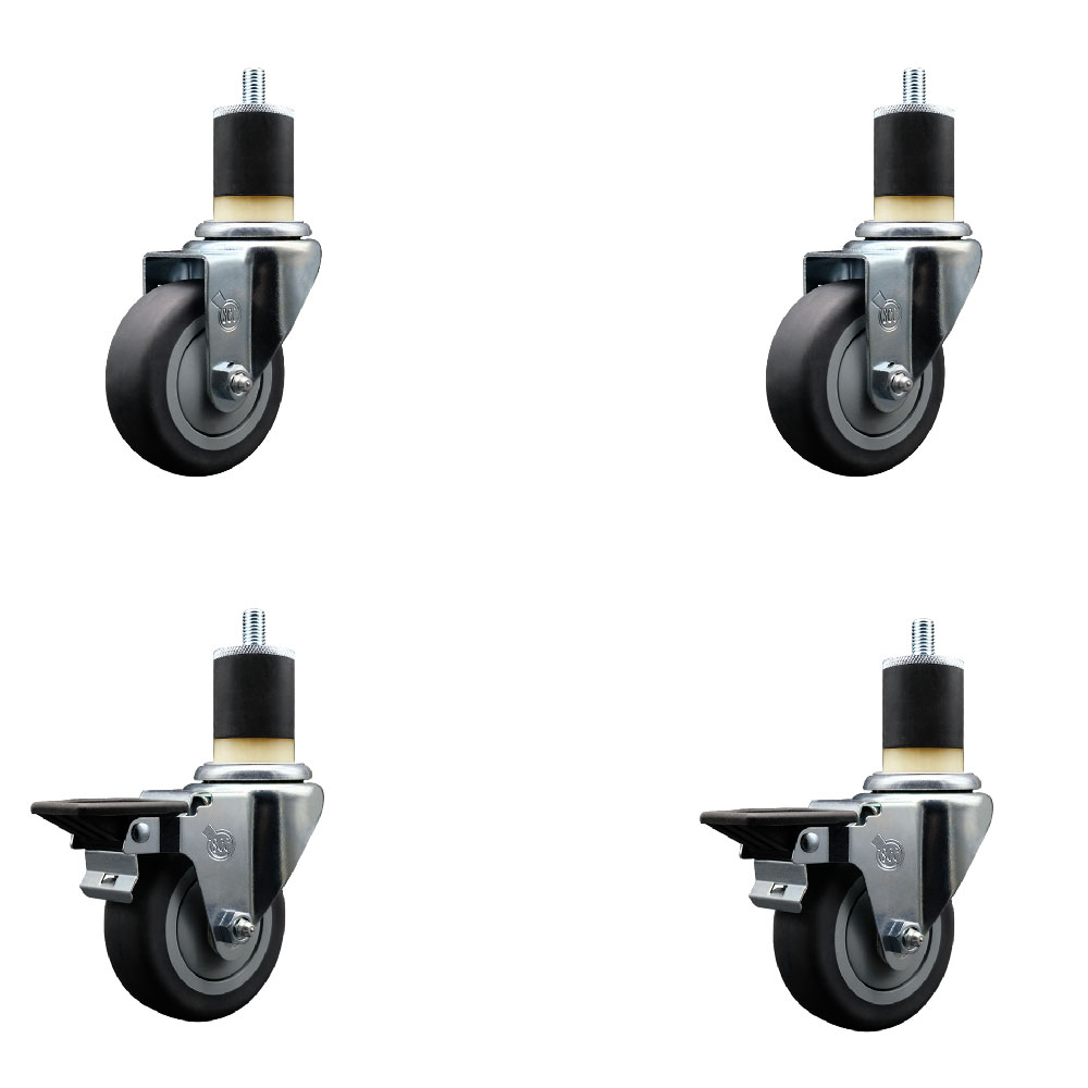 SCC-EX20S3514-TPRB-2-PLB-2-178 Thermoplastic Rubber Swivel Expanding Stem Caster with 3.5 in. Gray Wheels & 1.87 in. Stems - Set of 4