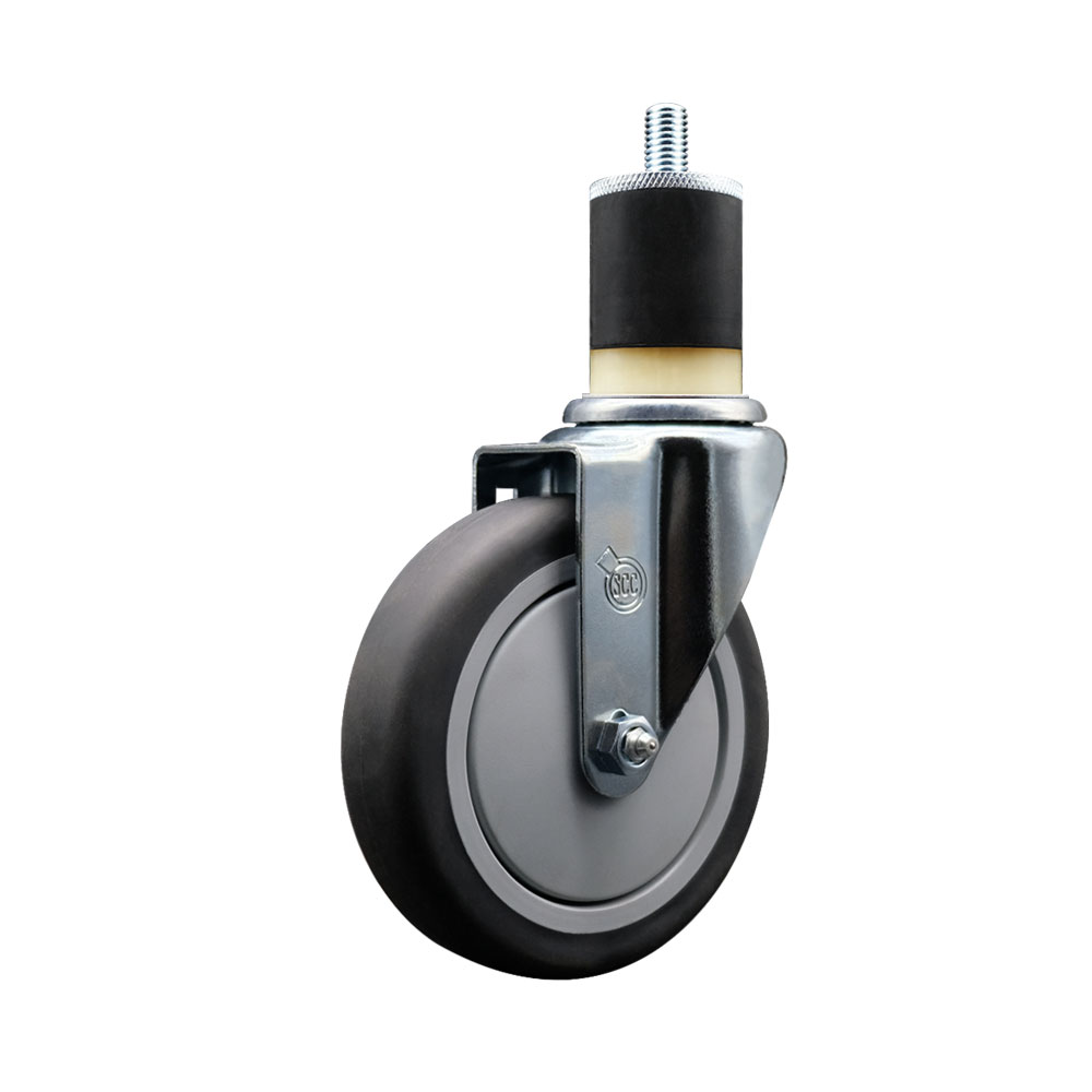 SCC-EX20S514-TPRB-178 Thermoplastic Rubber Swivel Expanding Stem Swivel Caster with 5 in. Gray Wheel & 1.87 in. Stem