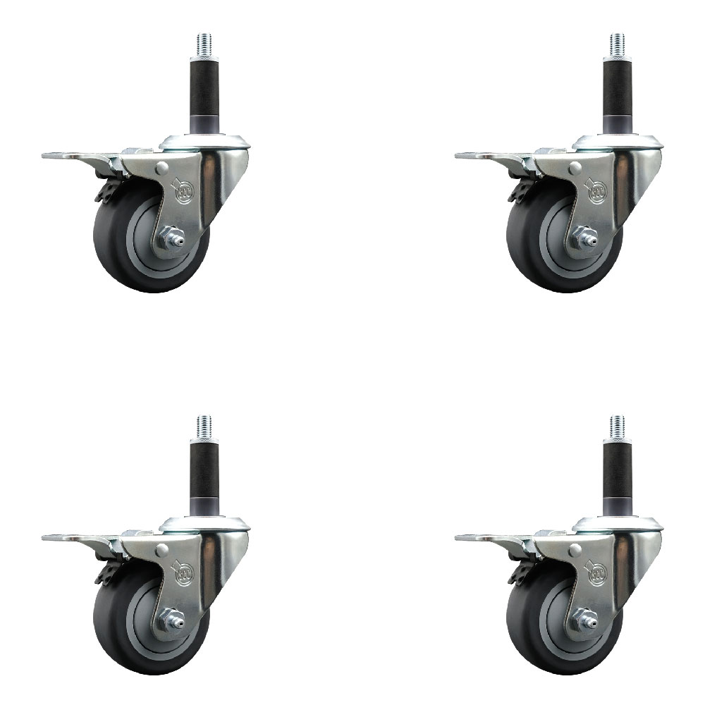SCC-EXTTL20S314-TPRB-1-4 Thermoplastic Rubber Swivel Expanding Stem Caster with 3 in. Gray Wheels & 1 in. Stems - Set of 4