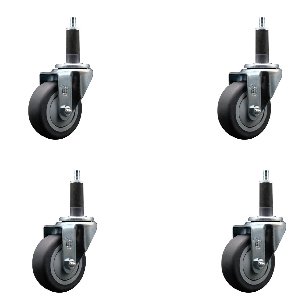 SCC-EX20S3514-TPRB-1-4 Thermoplastic Rubber Swivel Expanding Stem Caster with 3.5 in. Gray Wheels & 1 in. Stems - Set of 4