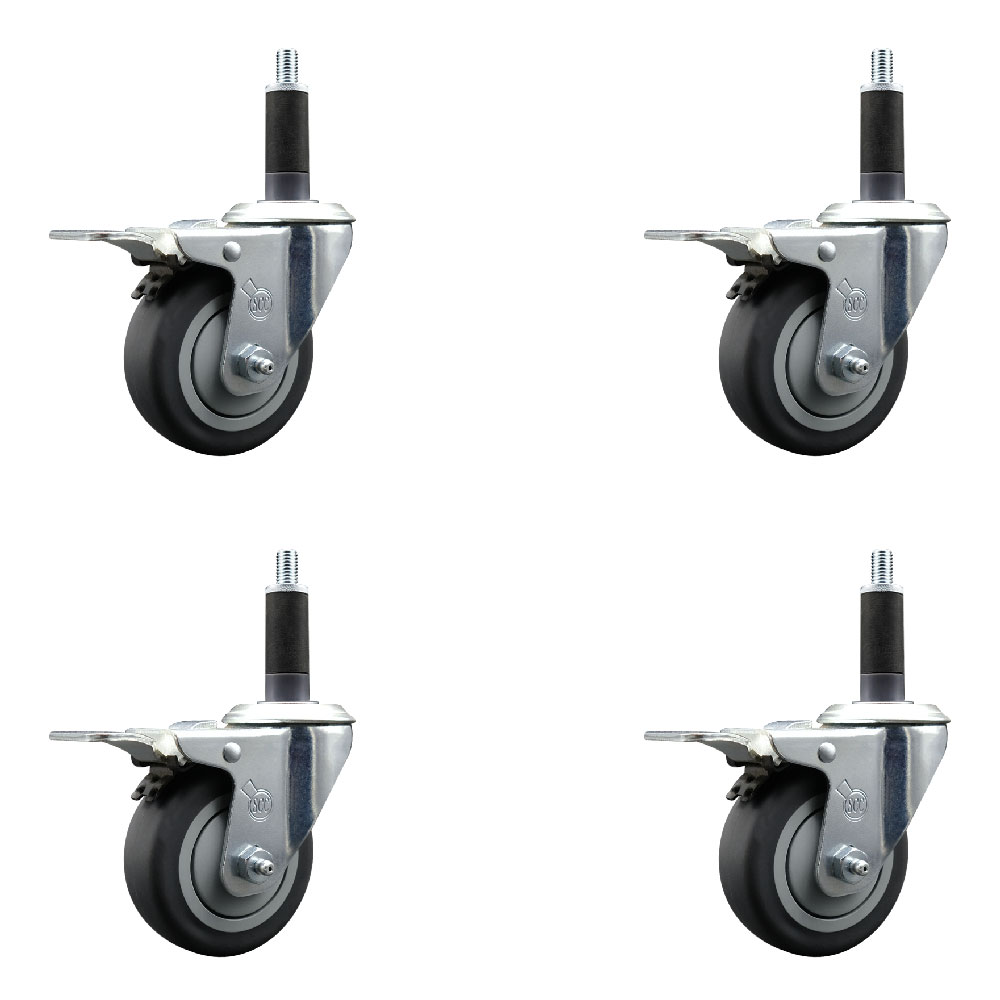 SCC-EXTTL20S3514-TPRB-1-4 Thermoplastic Rubber Swivel Expanding Stem Caster with 3.5 in. Gray Wheels & 1 in. Stems - Set of 4