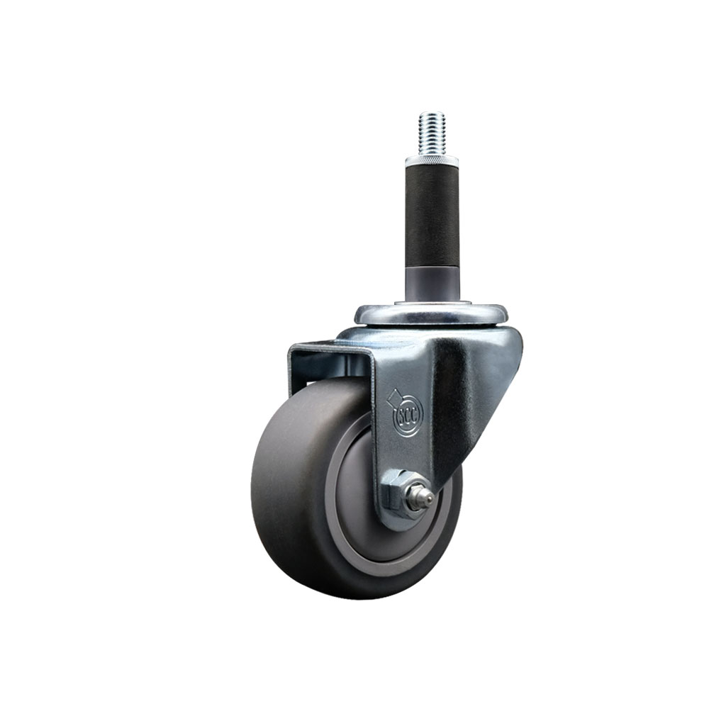 SCC-SSEX20S314-TPRB-1 Stainless Steel Thermoplastic Rubber Swivel Expanding Stem Swivel Caster with 3 in. Gray Wheel & 1 in. Stem