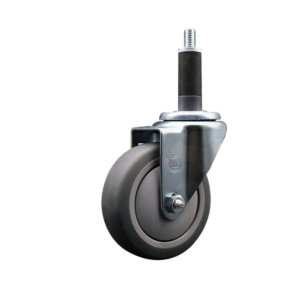 SCC-SSEX20S414-TPRB-1 Stainless Steel Thermoplastic Rubber Swivel Expanding Stem Swivel Caster with 4 in. Gray Wheel & 1 in. Stem