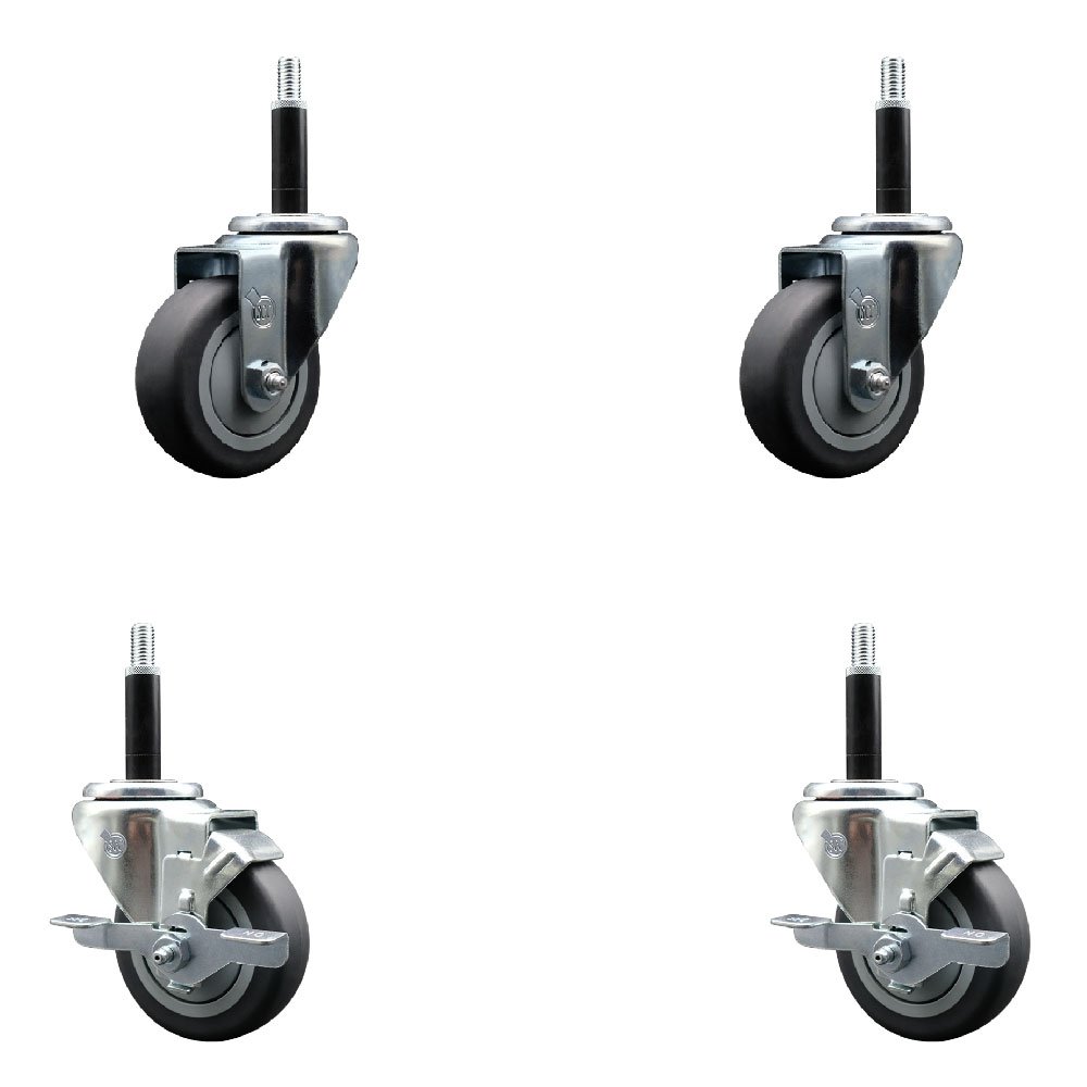 SCC-EX20S3514-TPRB-2-TLB-2-34 Thermoplastic Rubber Swivel Expanding Stem Caster with 3.5 in. Gray Wheels & 0.75 in. Stems - Set of 4