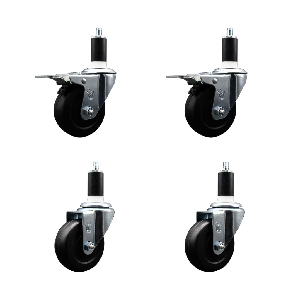 SCC-EXTTL20S3514-HRS-2-S-2-138 Hard Rubber Swivel Expanding Stem Caster with 3.5 x 1.25 in. Black Wheels & 1.38 in. Stems - Set of 4