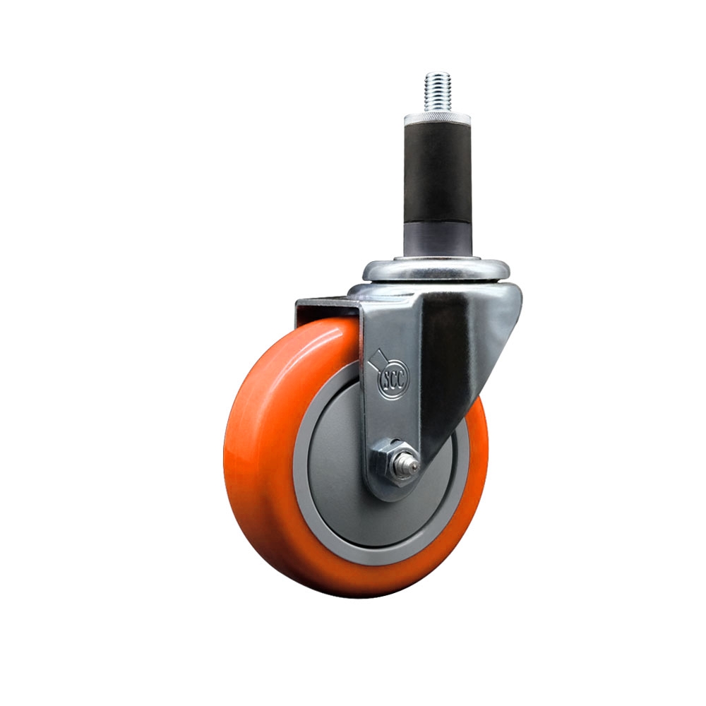 SCC-EX20S414-PPUB-ORG-114 Polyurethane Expanding Stem Swivel Caster with 4 in. Orange Wheel & 1.25 in. Stem
