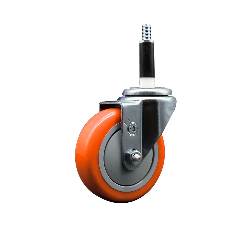 SCC-EX20S414-PPUB-ORG-78 Polyurethane Expanding Stem Swivel Caster with 4 in. Orange Wheel & 0.87 in. Stem