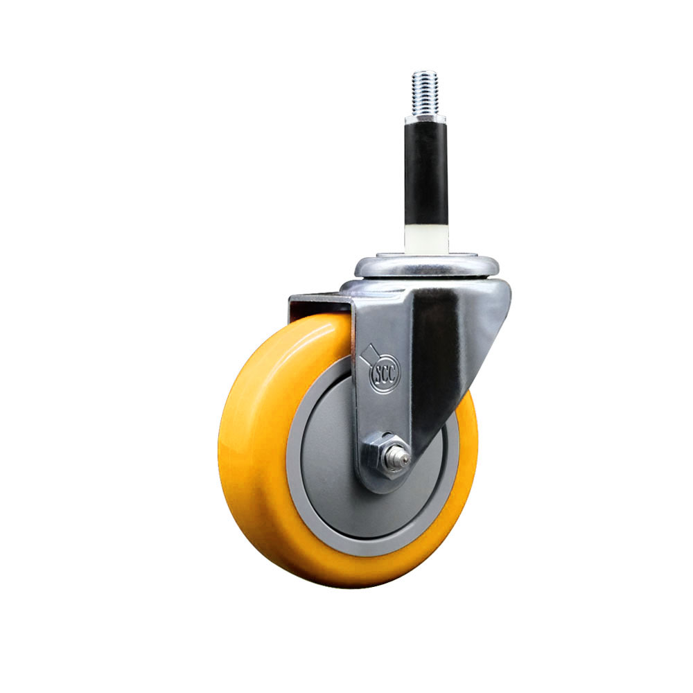 SCC-EX20S414-PPUB-YEL-78 Polyurethane Expanding Stem Swivel Caster with 4 in. Yellow Wheel & 0.87 in. Stem