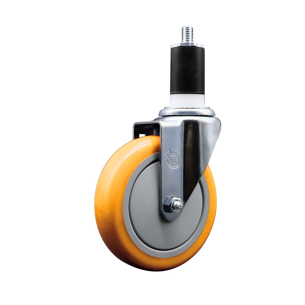 SCC-EX20S514-PPUB-YEL-112 Polyurethane Expanding Stem Swivel Caster with 5 in. Yellow Wheel & 1.5 in. Stem
