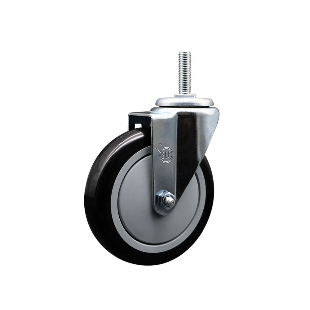 SCC-TS20S514-PPUB-BLK-34212 Polyurethane Swivel Threaded Stem Caster with 5 x 1.25 in. Black Wheel & 0.75 in. Stem