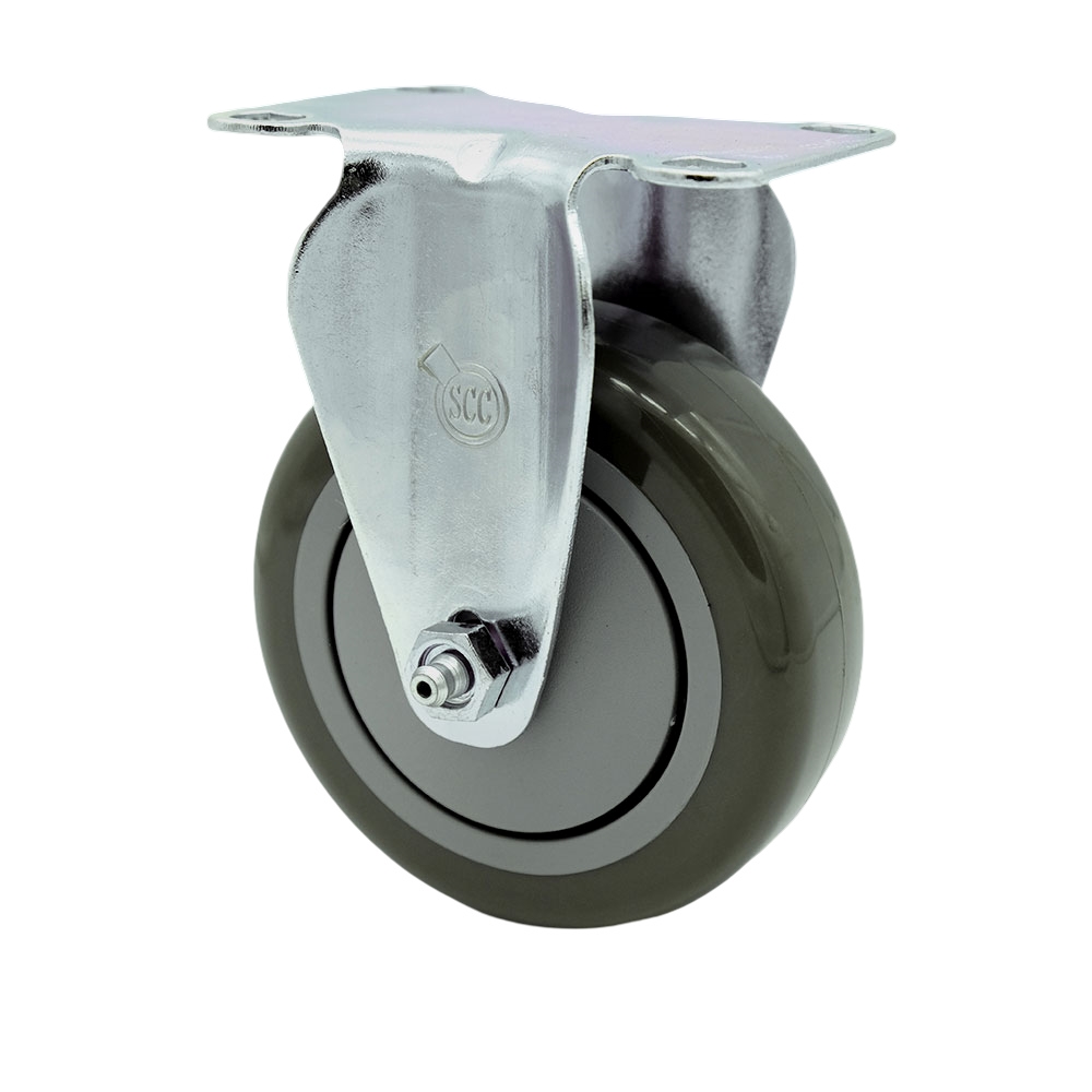 SCC-SS20R414-PPUB Stainless Steel Polyurethane Swivel Top Plate Rigid Caster with 4 x 1.25 in. Gray Wheel