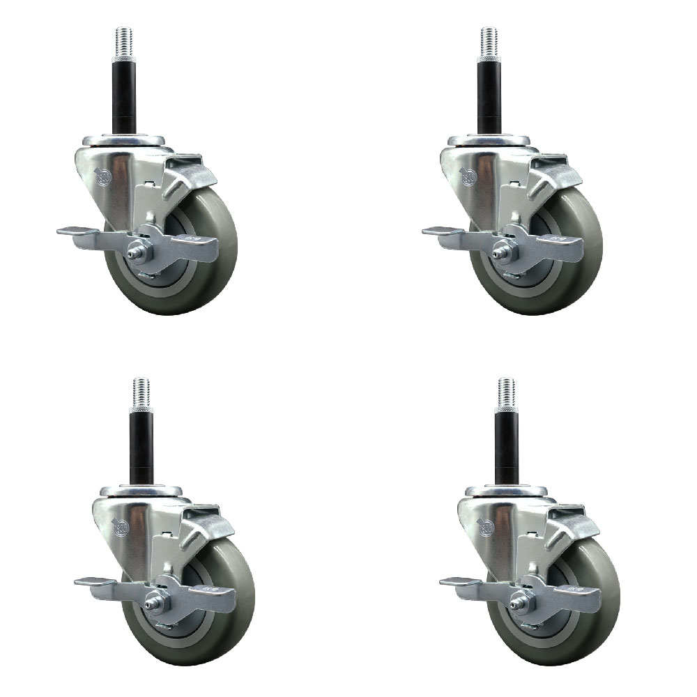 SCC-EX20S3514-PPUB-TLB-34-4 Polyurethane Swivel Expanding Stem Caster with 3.5 in. Gray Wheels & 0.75 in. Stems - Set of 4
