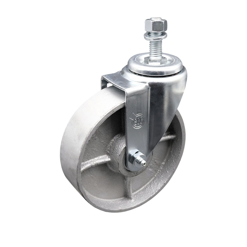 SCC-TS20S514-SSS-M1215 Semi Steel Cast Iron Swivel Threaded Stem Caster with 5 x 1.25 in. Silver Wheel & 12 mm Stem