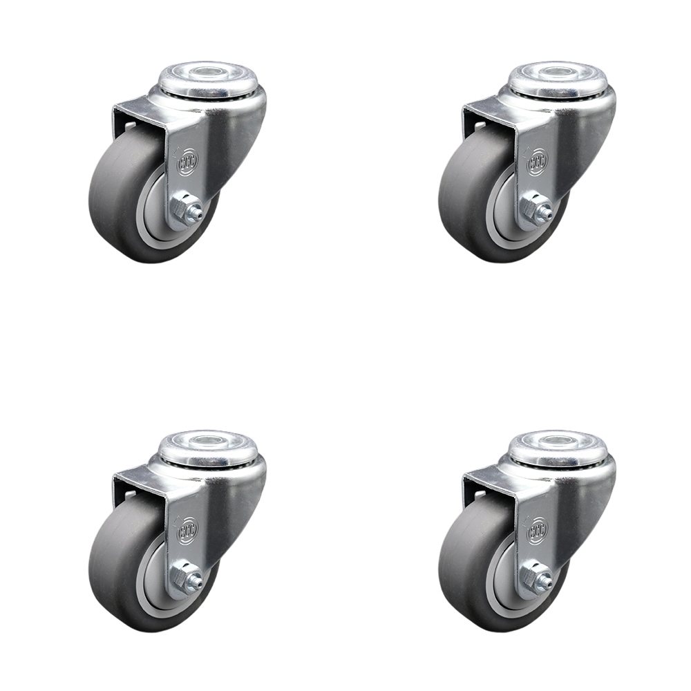 SCC-BH20S314-TPRB-4 Thermoplastic Rubber Swivel Bolt Hole Caster with 3 x 1.25 in. Gray Wheels - Set of 4
