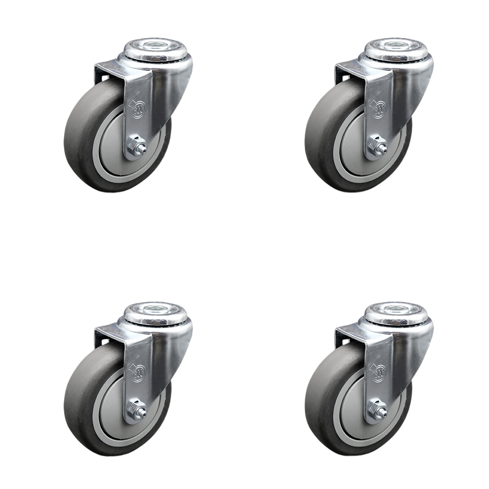 SCC-BH20S414-TPRB-4 Thermoplastic Rubber Swivel Bolt Hole Caster with 4 x 1.25 in. Gray Wheels - Set of 4