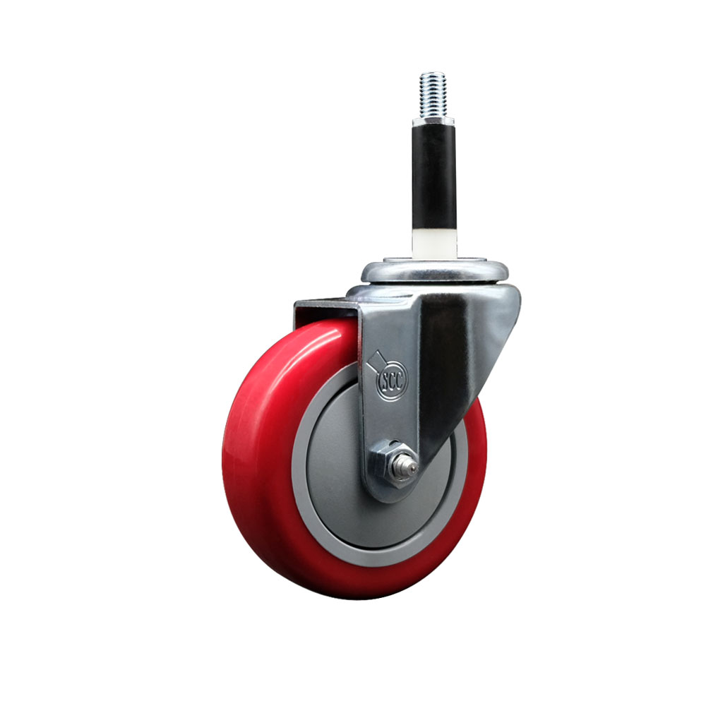 SCC-EX20S414-PPUB-RED-78 Polyurethane Expanding Stem Swivel Caster with 4 in. Red Wheel & 0.87 in. Stem