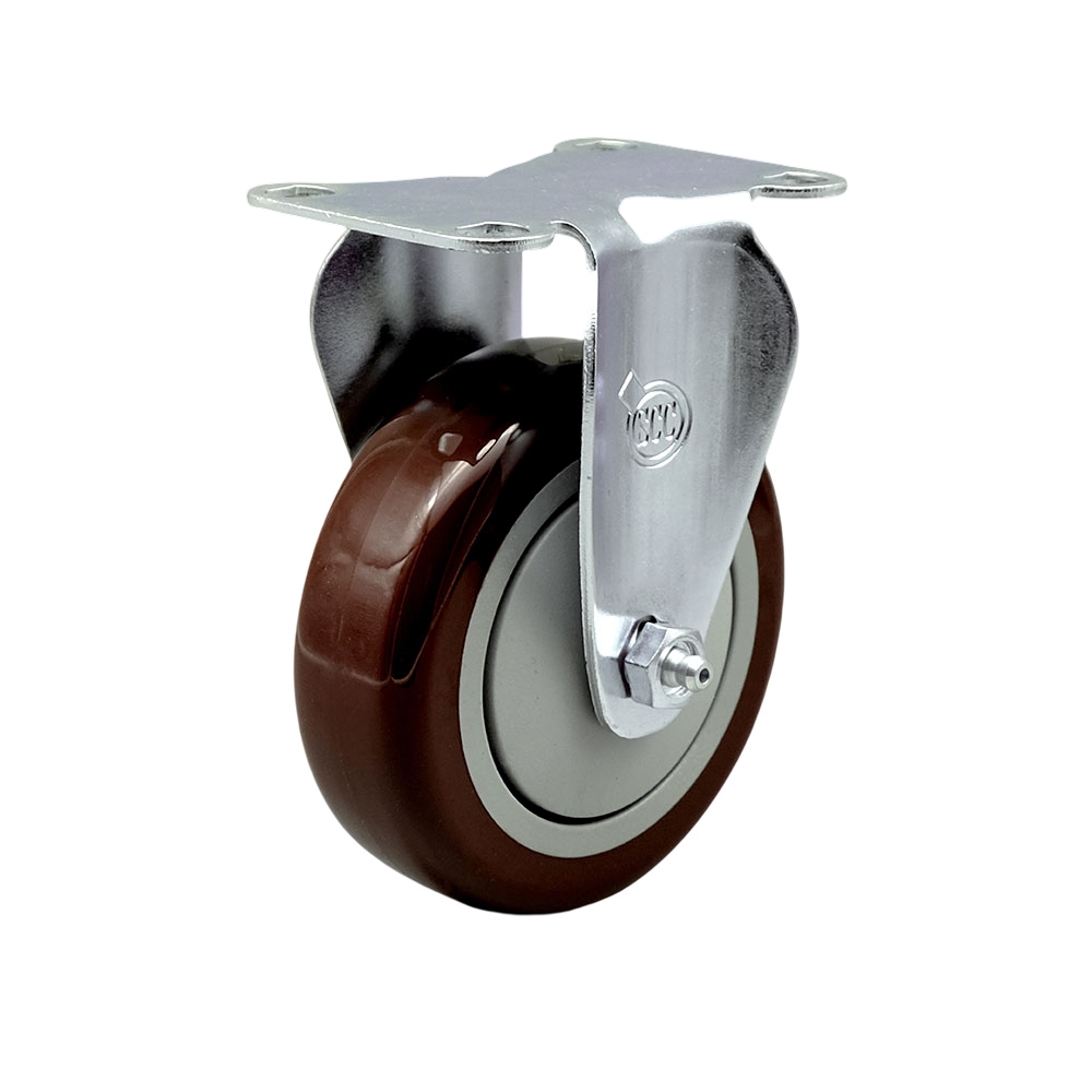 SCC-20R414-PPUB-MRN Polyurethane Top Plate Rigid Caster with 4 in. Maroon Wheel