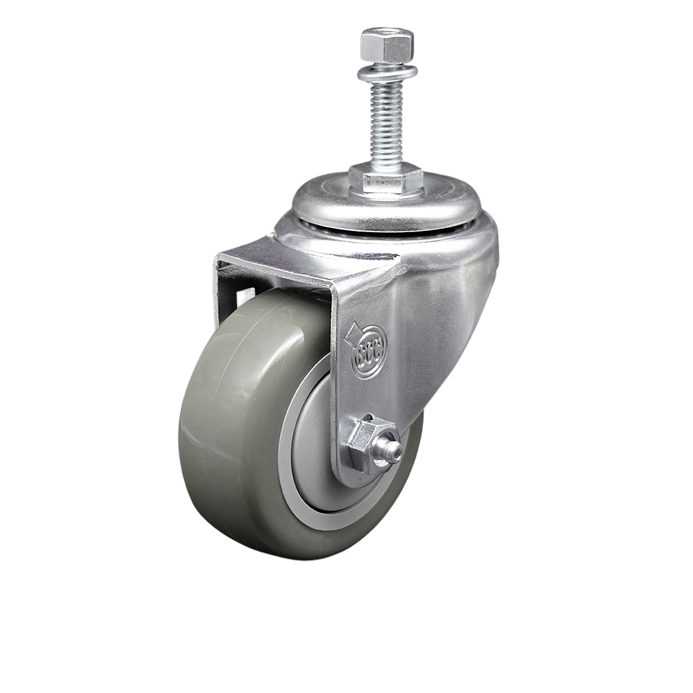 SCC-TS20S314-PPUB-381615 Polyurethane Swivel Threaded Stem Caster with 3 x 1.25 in. Gray Wheel & 0.38 in. Stem