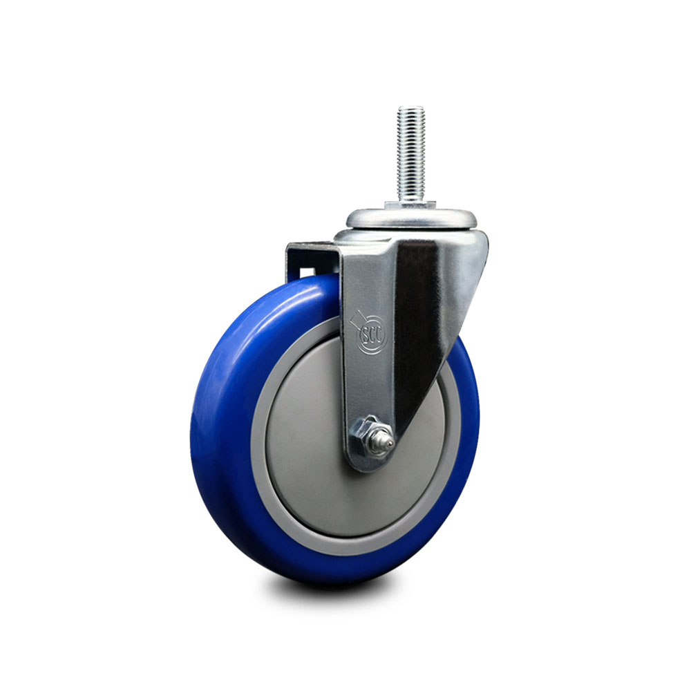 SCC-TS20S514-PPUB-BLUE-34212 Polyurethane Swivel Threaded Stem Caster with 5 x 1.25 in. Blue Wheel & 0.75 in. Stem