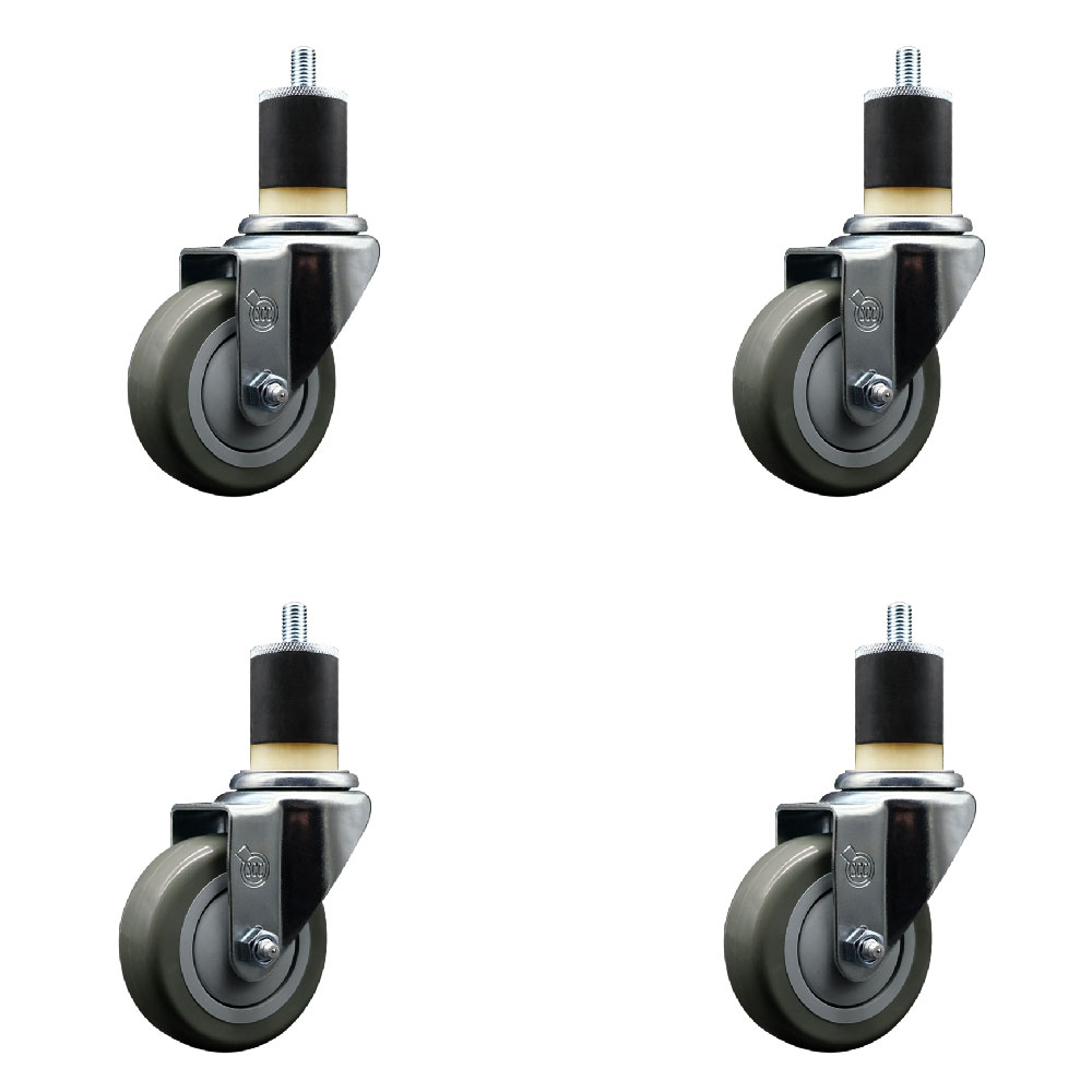 SCC-EX20S3514-PPUB-178-4 Polyurethane Swivel Expanding Stem Caster with 3.5 in. Gray Wheels & 1.87 in. Stems - Set of 4
