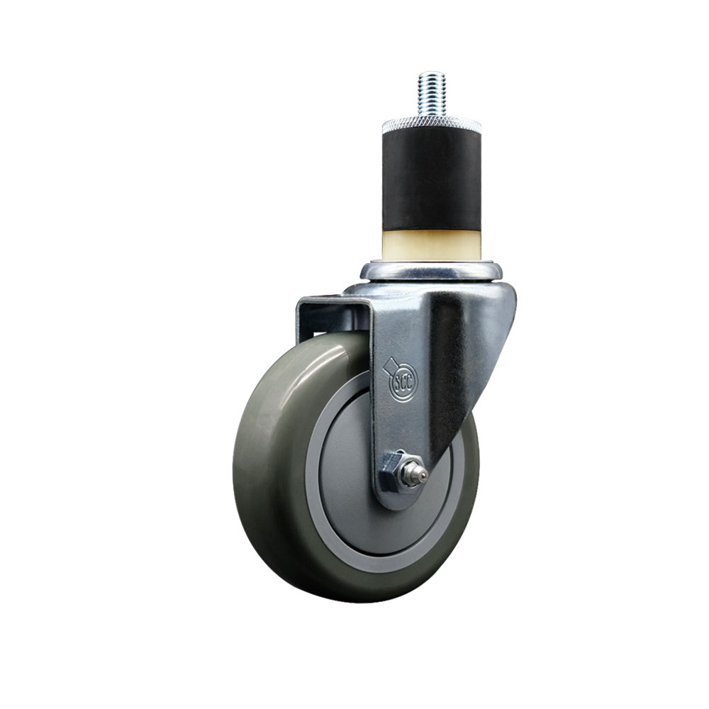 SCC-EX20S414-PPUB-178 Polyurethane Expanding Stem Swivel Caster with 4 in. Gray Wheel & 1.87 in. Stem