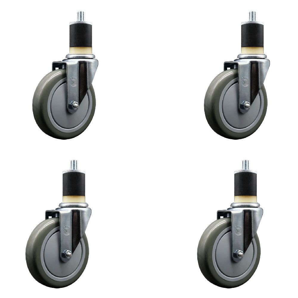 SCC-EX20S514-PPUB-178-4 Polyurethane Swivel Expanding Stem Caster with 5 in. Gray Wheels & 1.87 in. Stems - Set of 4