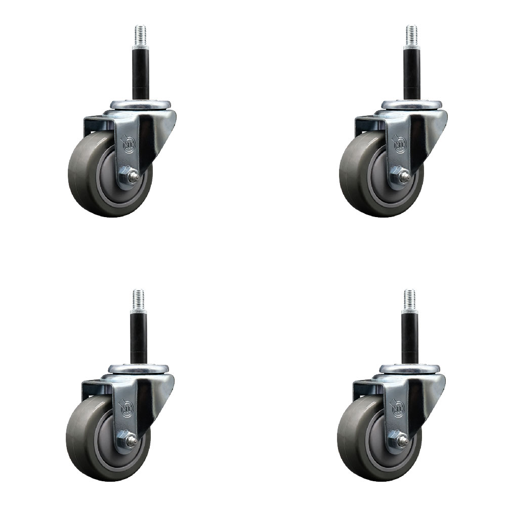 SCC-EX20S314-PPUB-34-4 Polyurethane Swivel Expanding Stem Caster with 3 in. Gray Wheels & 0.75 in. Stems - Set of 4