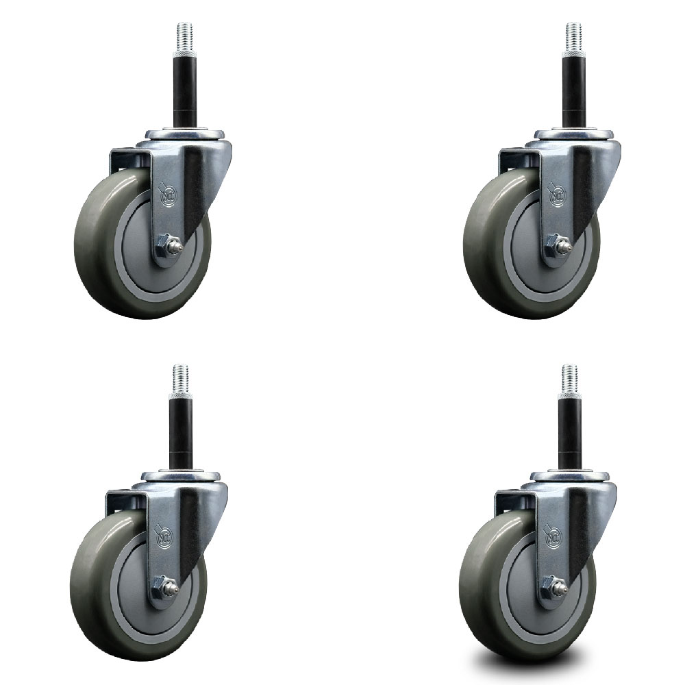 SCC-EX20S414-PPUB-34-4 Polyurethane Swivel Expanding Stem Caster with 4 in. Gray Wheels & 0.75 in. Stems - Set of 4