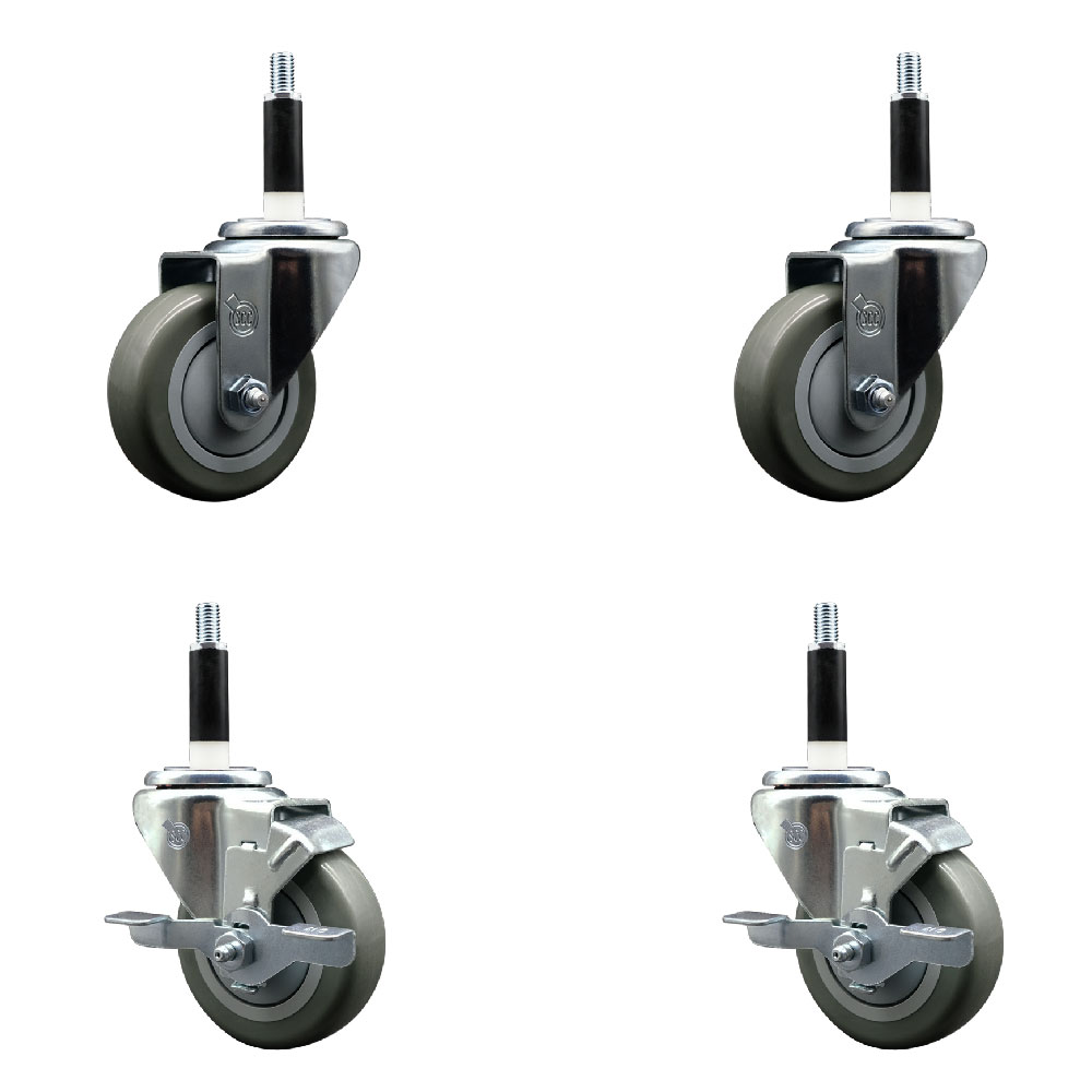 SCC-EX20S3514-PPUB-2-TLB-2-78 Polyurethane Swivel Expanding Stem Caster with 3.5 in. Gray Wheels & 0.87 in. Stems - Set of 4