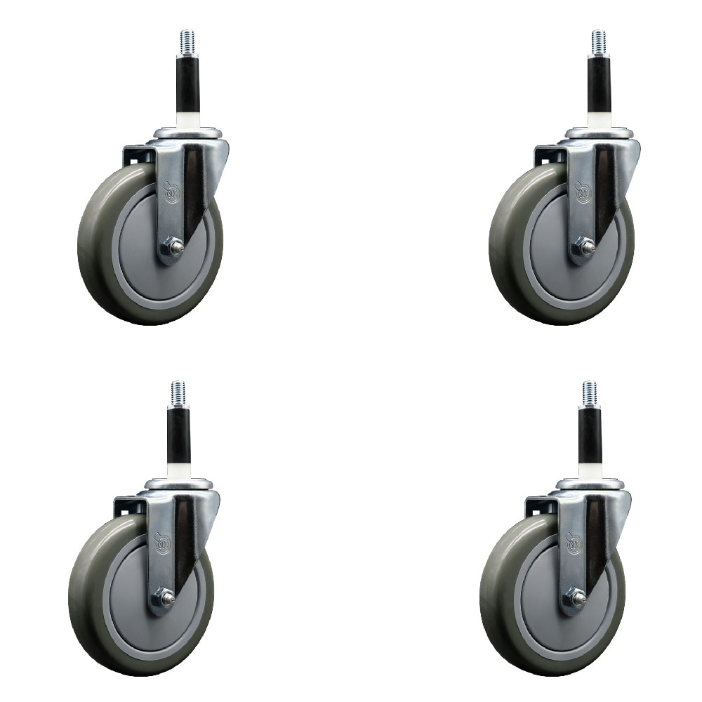 SCC-EX20S514-PPUB-78-4 Polyurethane Swivel Expanding Stem Caster with 5 in. Gray Wheels & 0.87 in. Stems - Set of 4