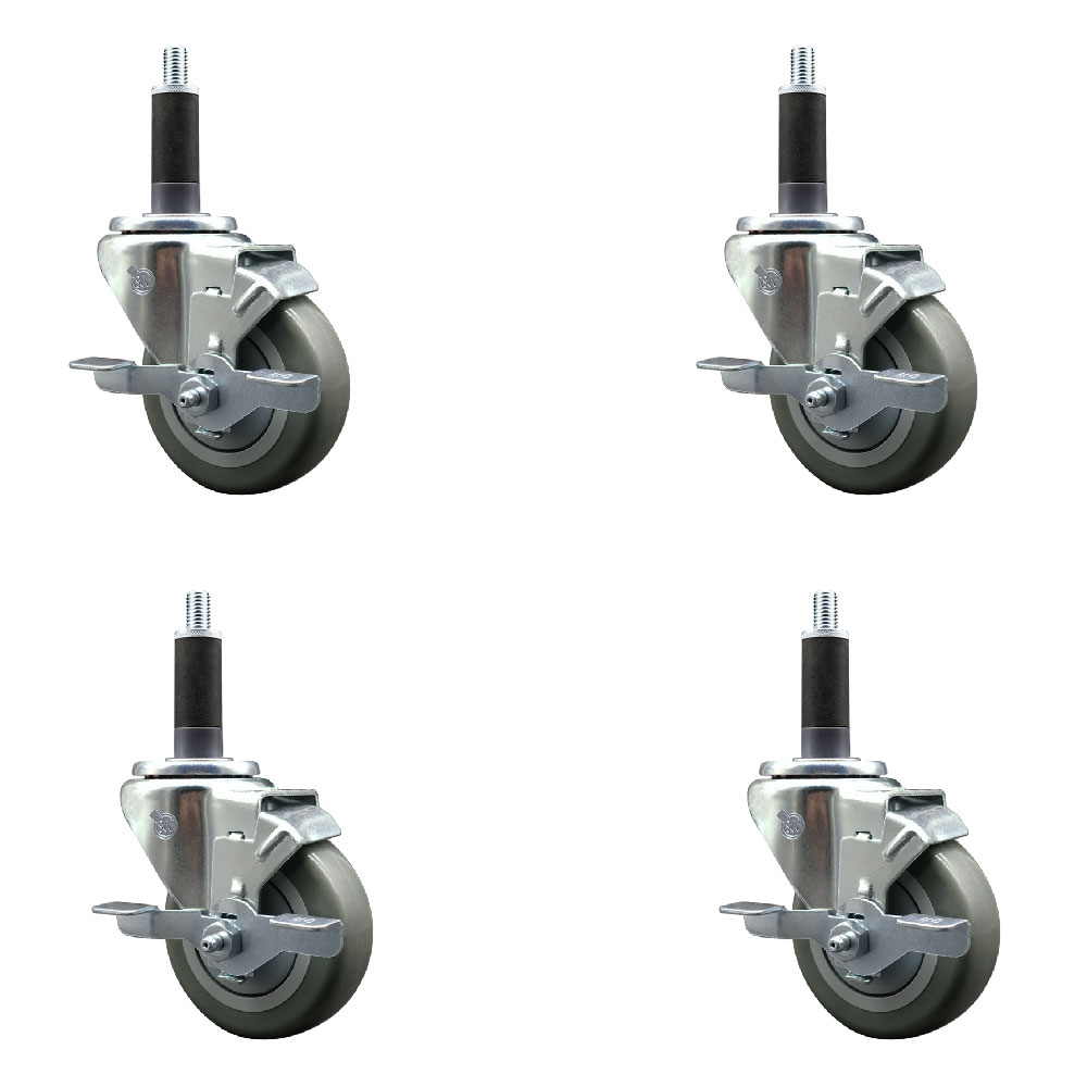 SCC-EX20S3514-PPUB-TLB-1-4 Polyurethane Swivel Expanding Stem Caster with 3.5 in. Gray Wheels & 1 in. Stems - Set of 4