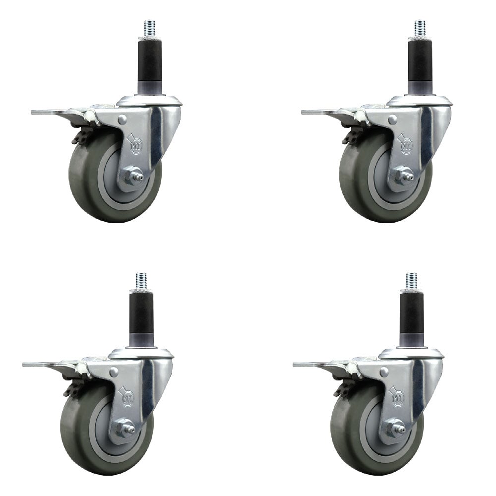 SCC-EXTTL20S3514-PPUB-118-4 Polyurethane Swivel Expanding Stem Caster with 3.5 in. Gray Wheels & 1.13 in. Stems - Set of 4