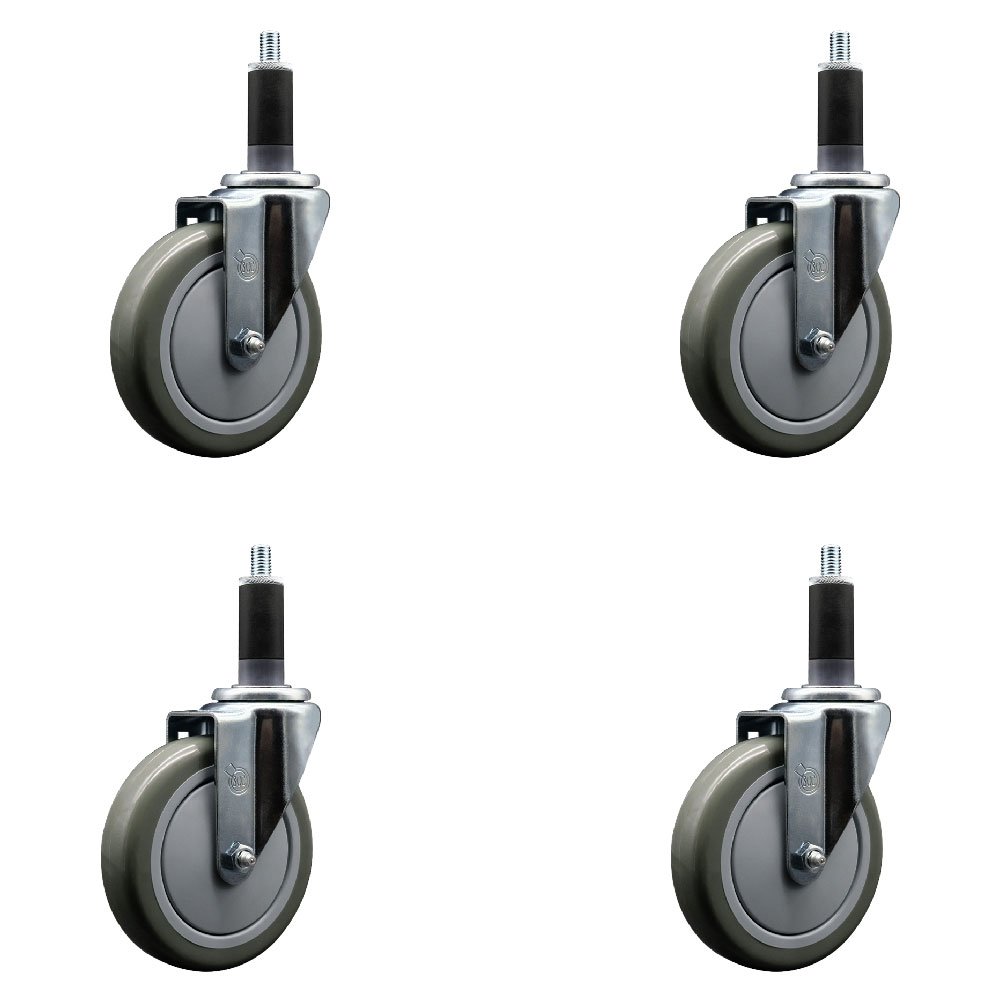 SCC-EX20S514-PPUB-118-4 Polyurethane Swivel Expanding Stem Caster with 5 in. Gray Wheels & 1.13 in. Stems - Set of 4