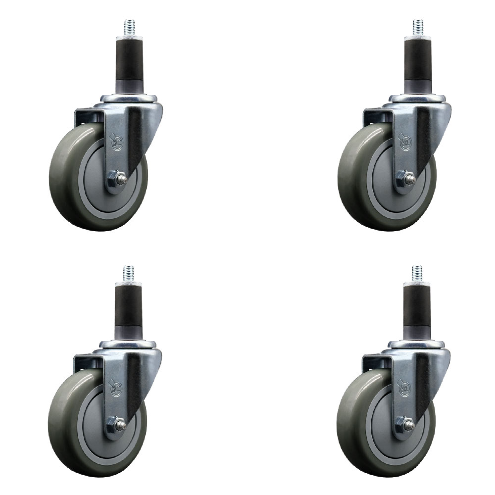SCC-EX20S414-PPUB-114-4 Polyurethane Swivel Expanding Stem Caster with 4 in. Gray Wheels & 1.25 in. Stems - Set of 4