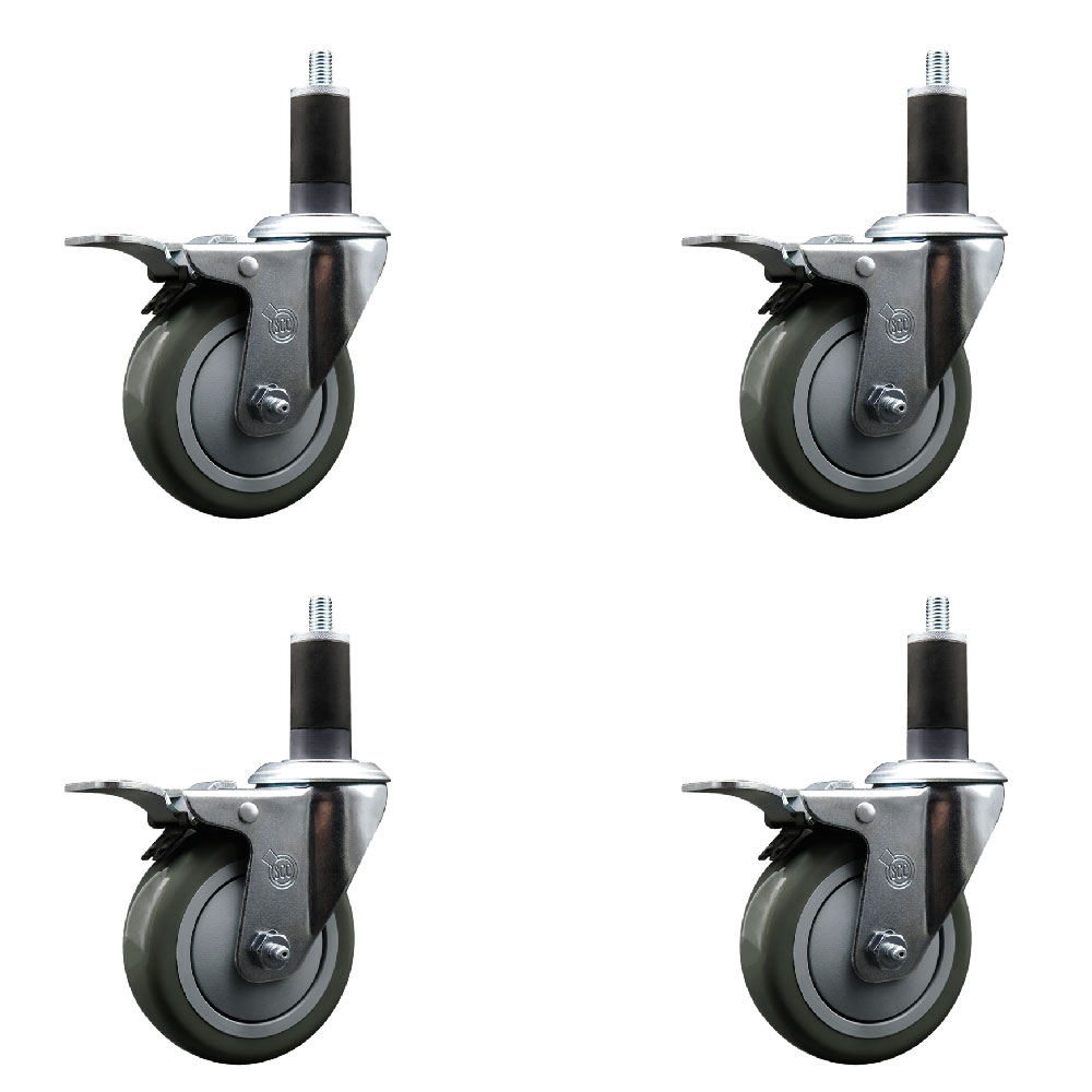 SCC-EXTTL20S414-PPUB-114-4 Polyurethane Swivel Expanding Stem Caster with 4 in. Gray Wheels & 1.25 in. Stems - Set of 4
