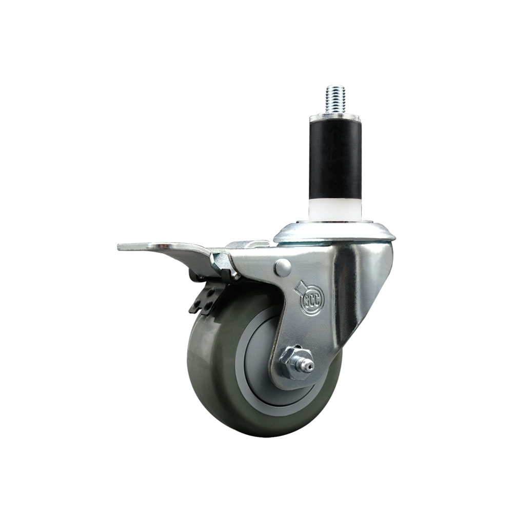 SCC-EXTTL20S314-PPUB-138 Polyurethane Expanding Stem Swivel Caster with 3 in. Gray Wheel & 1.38 in. Stem & Total Locking Brake