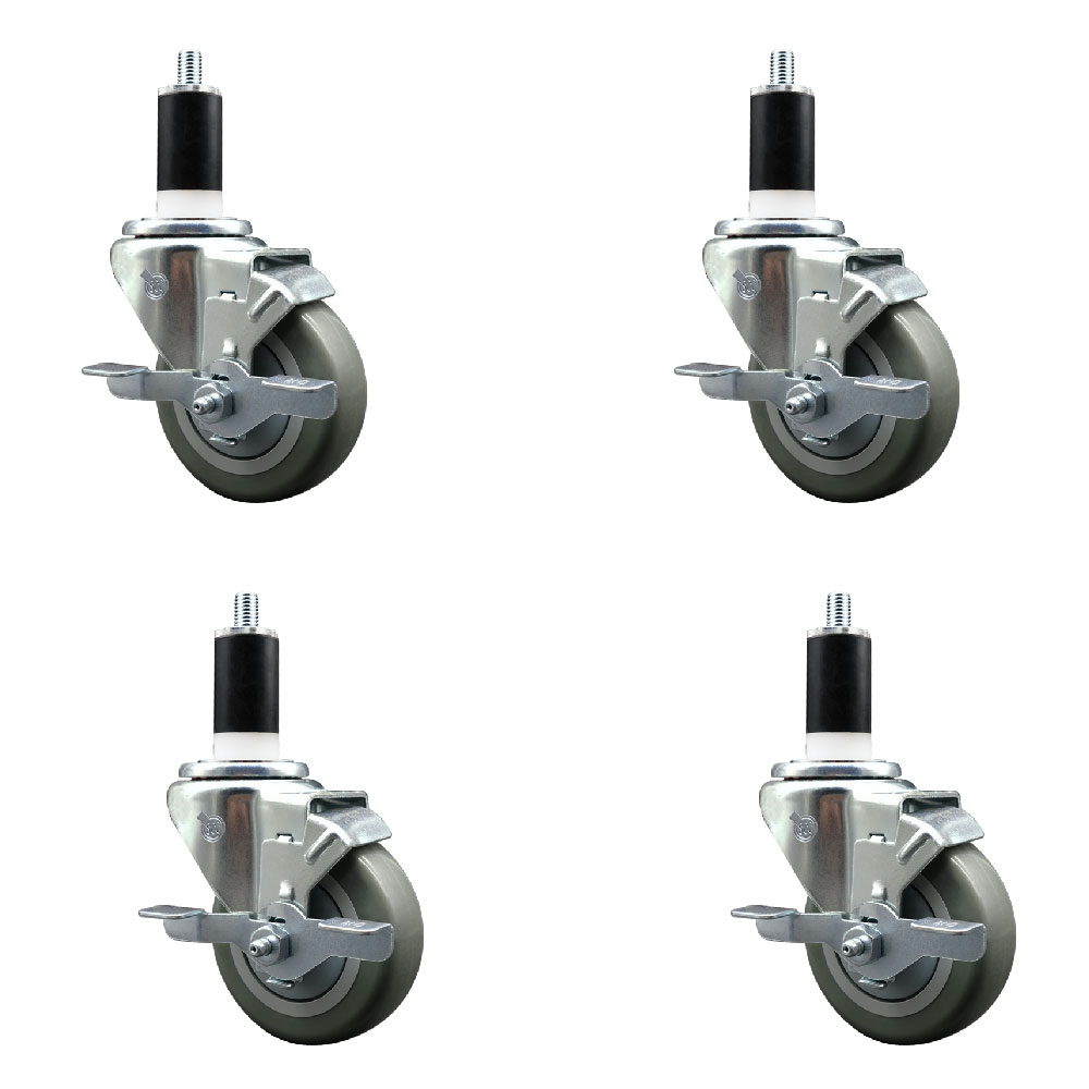 SCC-EX20S3514-PPUB-TLB-138-4 Polyurethane Swivel Expanding Stem Caster with 3.5 in. Gray Wheels & 1.38 in. Stems - Set of 4