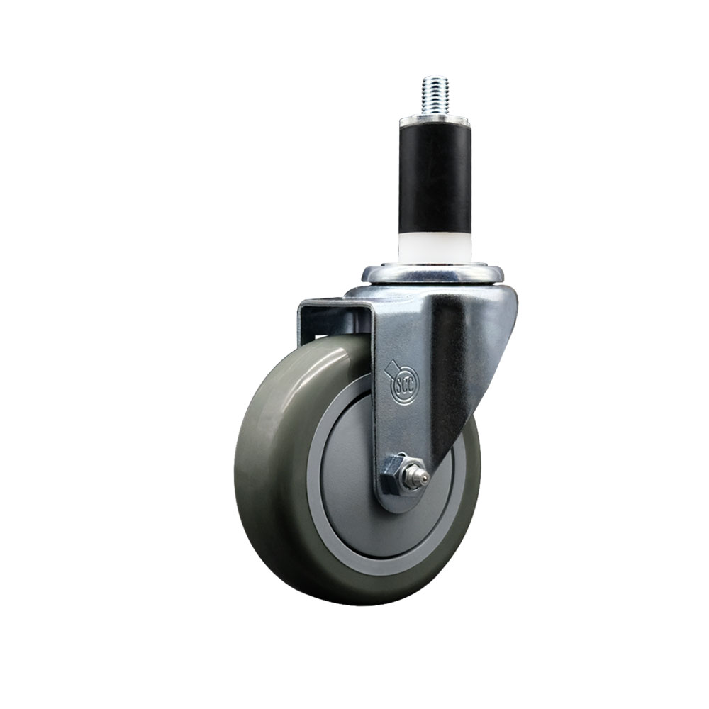 SCC-EX20S414-PPUB-138 Polyurethane Expanding Stem Swivel Caster with 4 in. Gray Wheel & 1.38 in. Stem