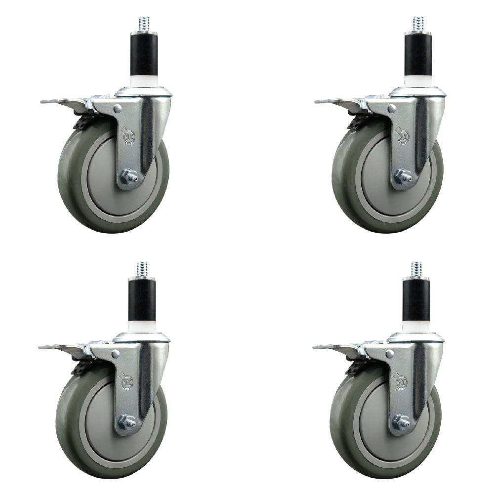 SCC-EXTTL20S514-PPUB-138-4 Polyurethane Swivel Expanding Stem Caster with 5 in. Gray Wheels & 1.38 in. Stems - Set of 4