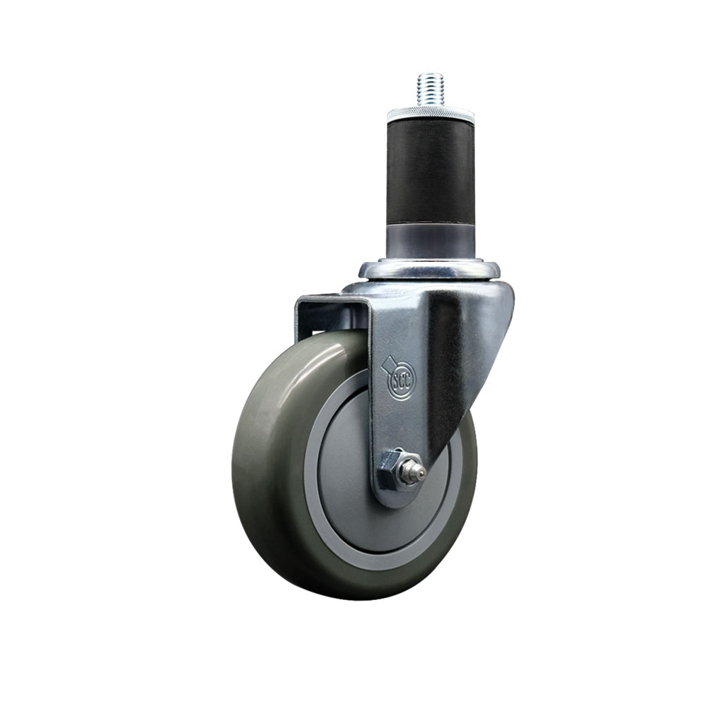 SCC-EX20S414-PPUB-158 Polyurethane Expanding Stem Swivel Caster with 4 in. Gray Wheel & 1.63 in. Stem