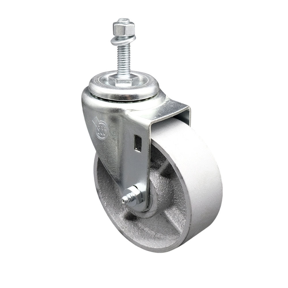SCC-TS20S414-SSS-M1015 Semi Steel Cast Iron Swivel Threaded Stem Caster with 4 x 1.25 in. Silver Wheel & 10 mm Stem