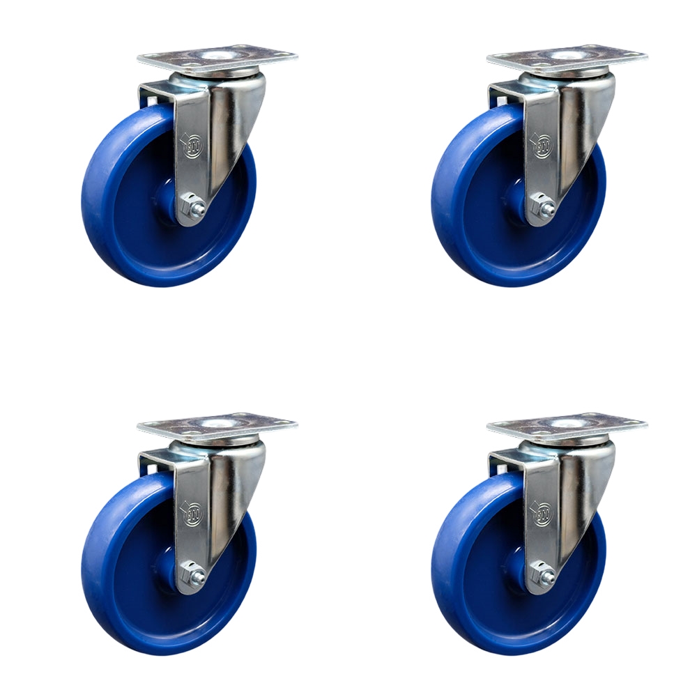 SCC-20S514-SPUS-TP3-4 Swivel Caster with 5 in. Solid Polyurethane Wheel - 4 x 4.5 in. Overall Top Plate - Set of 4