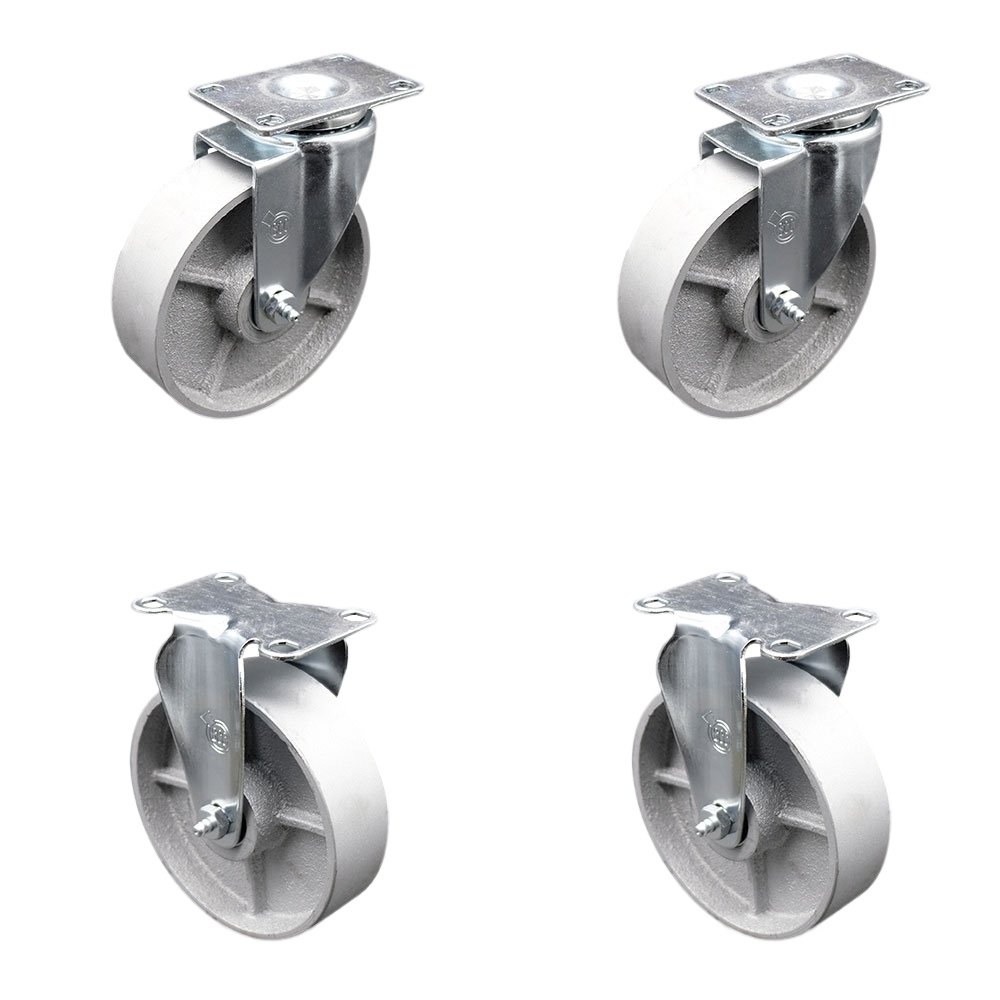 Swivel & Rigid Caster Set - 5in. Semi Steel Wheels - 4 Pack - 1200 lbs Capacity