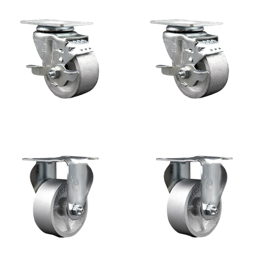 Swivel Caster - Black - 3 in. Wheel - Set of 4 - Heavy-Duty