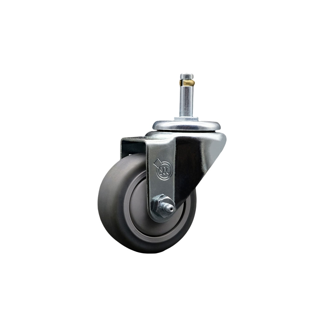 SCC-GR20S314-TPRB-716138 Thermoplastic Rubber Swivel Grip Ring Stem Caster, 3 x 1.25 in. Gray Wheel & 0.43 in. Stem