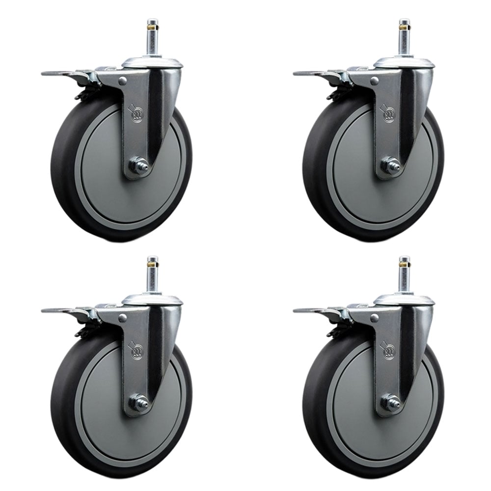 SCC-GRTTL20S614-TPRB-716138-4 Thermoplastic Rubber Swivel Grip Ring Stem Caster with 6 x 1.25 in. Gray Wheels & 0.43 in. Stems - Set of 4